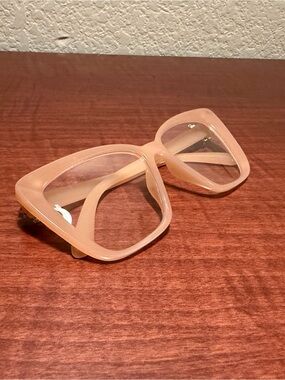 Oversized Square Peach Acrylic Blue Light Blocker Eyeglass Frames